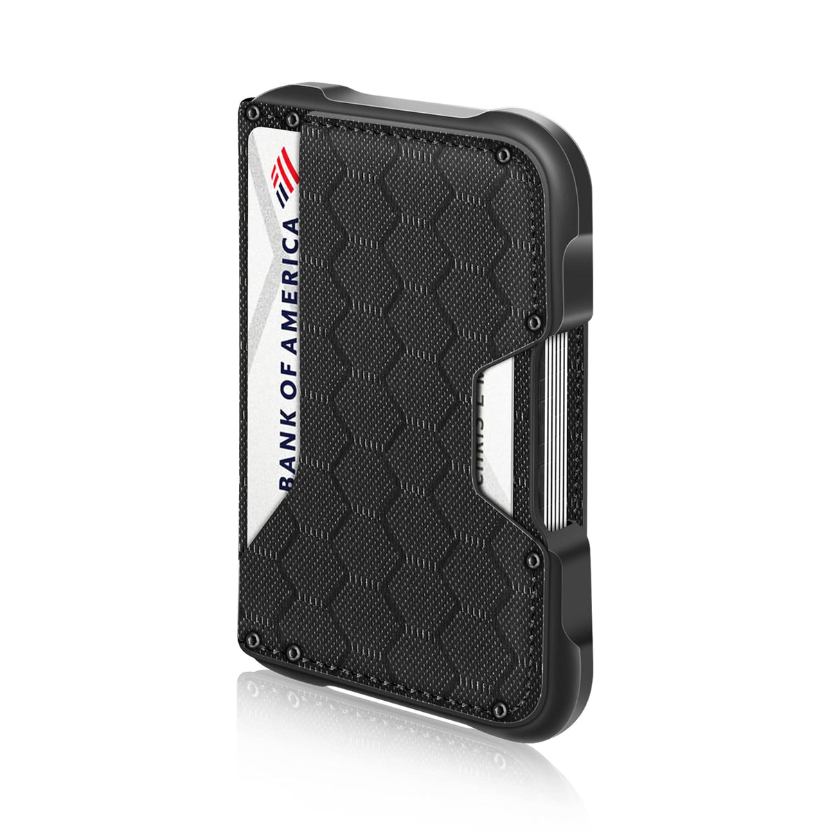 ENIGMA Dapper PU Leather Bifold Front Pocket Slim Wallet for Men, Aluminum Metal Travel Tactical RFID Blocking Card Holder Money Clip, Ideal Men's Gift - Grid