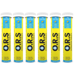 O.R.S Hydration Tablets with Electrolytes, Vegan, Gluten and Lactose Free Formula – Natural Lemon Flavour, 144 (Pack of 6)