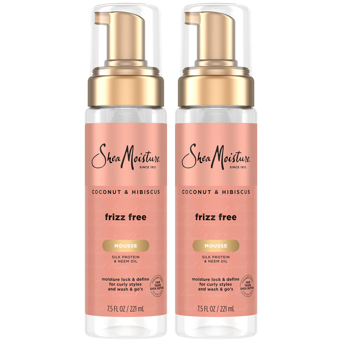 Shea Moisture Coconut & Hibiscus Curl Mousse 7.5 Ounce (221ml) (2 Pack)