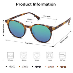 SOJOS Small Round Classic Polarized Sunglasses for Women Men Vintage Style UV400 Lens MAY SJ2113