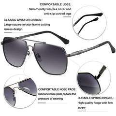 KANASTAL Polarized Sunglasses for Men Women, Large Memory Metal Frame Lightweight Sun Glasses 100% UV400 Protection Shades for Driving