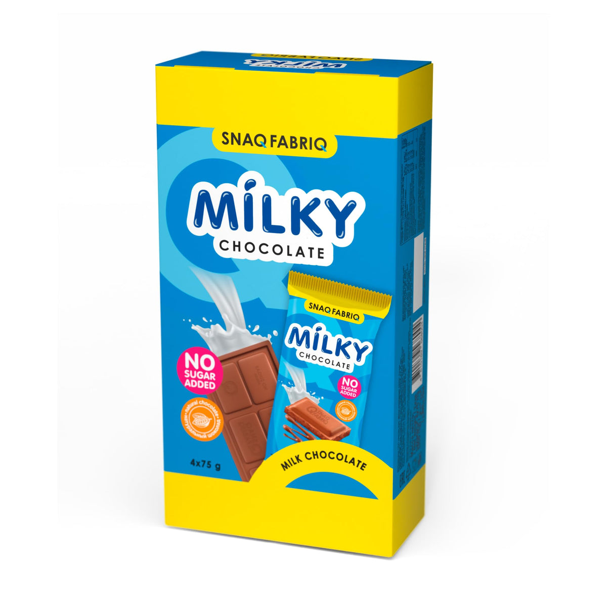 Snaq Fabriq Milky Chocolate Bar with Milk Chocolate No Sugar Added - 4x75g