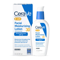 CeraVe Facial Moisturizing Lotion AM SPF 30, 3 oz, Daily Face Moisturizer with SPF, Packaging May Vary