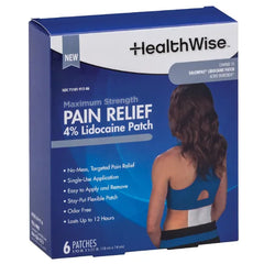 HealthWise Maximum OTC Strength 4% Lidocaine Pain Relief Patch, 6 Count