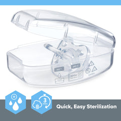 Chicco PhysioForma 100% Soft Silicone One Piece Pacifier for Babies 6-16m, Clear, Orthodontic Nipple, BPA-Free, 2-Count in Sterilizing Case