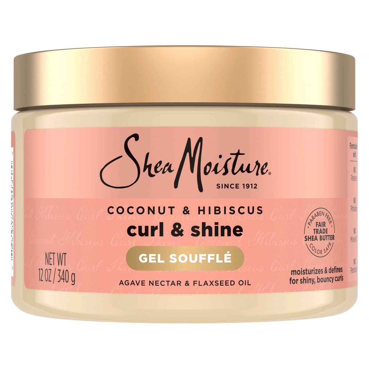SheaMoisture Curling Gel Souffle for Thick, Curly Hair Coconut, Hibiscus to Moisturize and Protect Hair 12 oz