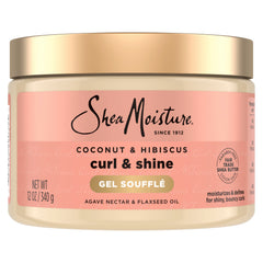 SheaMoisture Curling Gel Souffle for Thick, Curly Hair Coconut, Hibiscus to Moisturize and Protect Hair 12 oz
