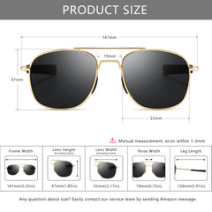 SUNGAIT Men's Military Style Polarized Pilot Aviator Sunglasses Bayonet Temples