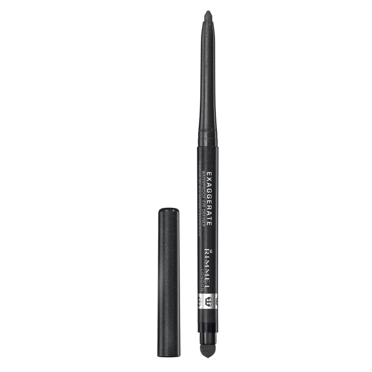 Rimmel London Exaggerate Waterproof Eyeliner, Highly Pigmented, Long-Wear, Built-In Smudge-Proof, 263 Starlit Black, 0.01 oz