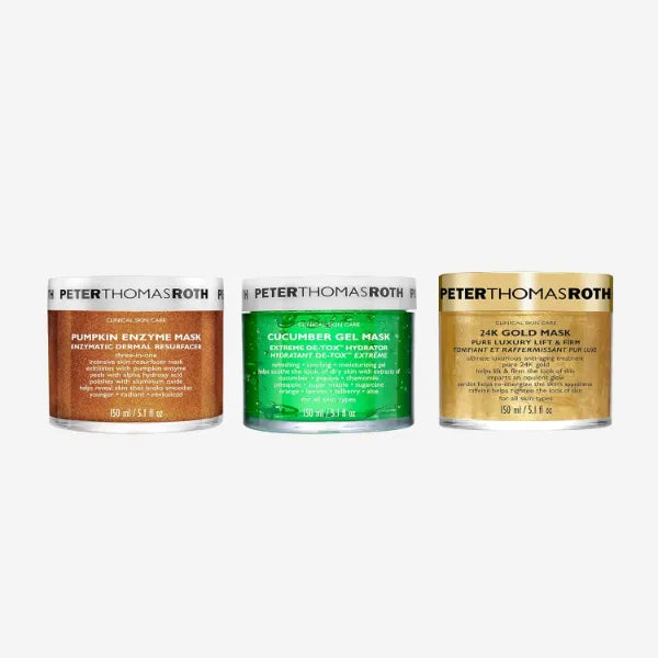 Peter Thomas Roth | Full-Size Pumpkin Enzyme Mask Enzymatic Dermal Resurfacer, Cucumber Gel Extreme De-Tox Hydrator and 24K Gold Mask Pure Luxury Lift & Firm
