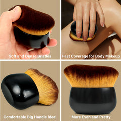 EOICCEOH Extra Large Body Makeup Brush For Self Tanner, Leg Makeup &Bronzer Blend,75 mm Wide-headed Kabuki Brush Provides More Even &Pretty Application, Oval Face&Back Makeup Brush, Wet&Dry Use- Glamour Black