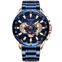 CURREN 8363 Fashion Men Watches With Stainless Steel Top Brand Luxury SportQuartz Men Watch - Blue