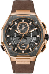 Bulova Men's Series X High Precision Quartz Chronograph Watch, Sapphire Crystal, Continous Sweeping Secondhand - Rose Gold/Brown Leather Strap