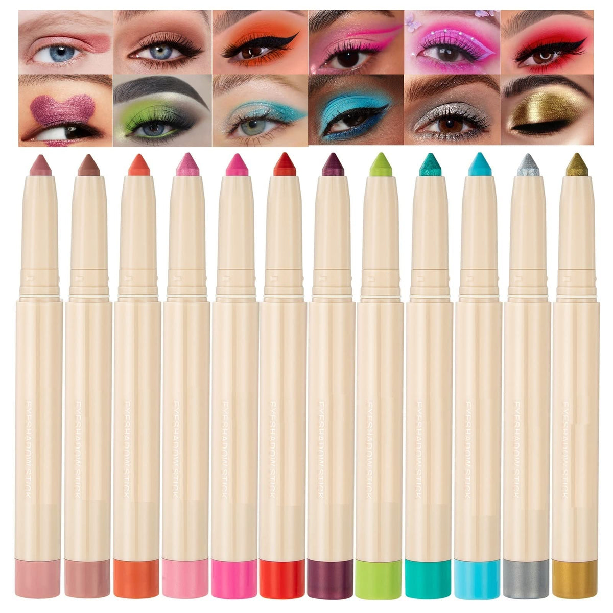 KASTWAVE Vibrant Shimmer Eyeshadow Stick Set for Long Lasting Eye Makeup Smooth Application