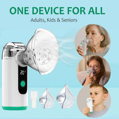 Bouldon Hand-held Nebulizer for Respiratory System, Portable Nebulizer with Self-Clean Mode, Rechargeable Nebulizer for Adults and Kids