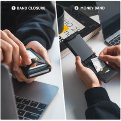 VULKIT Slim Credit Card Holder RFID Blocking Pop Up Card Wallet Minimalist Slim Wallet with Back ID Window Holds 8 Cards
