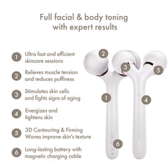 GESKE SmartAppGuided Sonic Facial & Body Roller 4 in 1 Derma Roller Device for Face and Body Dermaroll Professional Face Roller Tightens and Defines Body and Face