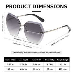 AEVOGUE Sunglasses For Women Oversized Rimless Diamond Cutting Lens Sun Glasses AE0534