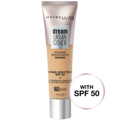 Maybelline Dream Urban Cover Flawless Coverage Foundation Makeup, SPF 50, Almond