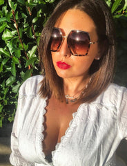 FEISEDY Women Large Hexagon Inspired Sunglasses Fashion Irregular Design Style Geometric B2503