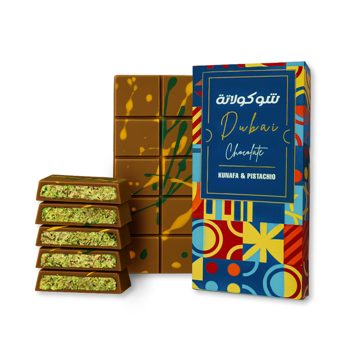 Le Damas Chocolate Dubai chocolate bar With Pistachio Cream and Kunafa Filling - 200g