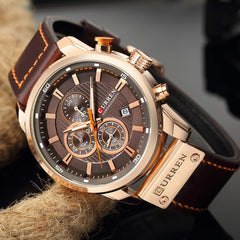 Curren Men Fashion PU Leather Sports Wrist Watch Casual Watch Luxury Water-Resistant Quartz Watch