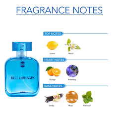 Ajmal Bombay Dreams EDP Floral Fruity Perfume 100ml for Women and Blu Dreams EDP Citurs Fruity Perfume 100ml for Men + 2 Parfum Testers FREE