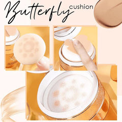 Butterfly Cushion BB Cream,Air Cushion CC Cream BB Cream, Moisturizing Concealer Makeup Base Primer BB Liquid Foundation,Moisturizing Concealer, Easy to use (Natural Color)