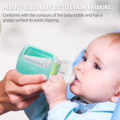 NALACAL Reusable Silicone Baby Bottle Sleeves for Dr. Brown's 8 oz Bottles, Wide Neck, Anti-Colic, Dishwasher Safe, Protective Bottle Covers for Babies, Pink and Blue, Baby Bottle Accessories, 2-Pack