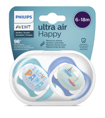 AVENT Philips Ultra Air Dummy, for 6-18 months, Orthodontic & BPA-Free, Including Sterilizer/Carrying Case, 2 pcs (Model ‎SCF080/03)