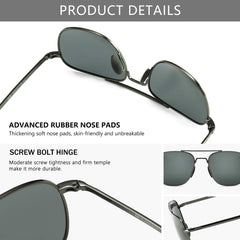 SUNGAIT Men's Military Style Polarized Pilot Aviator Sunglasses Bayonet Temples