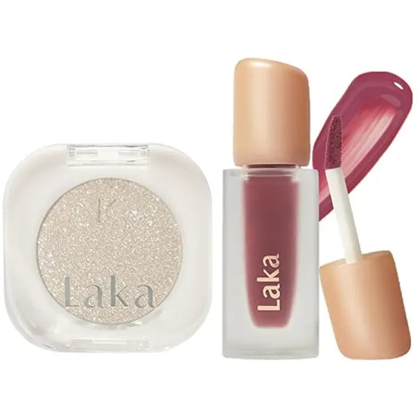 Laka Lid & Lip Duo Mono Eyeshadow #922 Snow & Fruity Glam Tint #102 Dewy