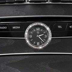 Pursuestar Bling Crystal Silver Car Central Console Round Clock Decoration Ring Cover Decals Trim for Mercedes Benz C E S GLC Class W213 E200 E300 C180 C200 C260 C300