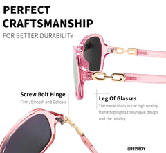 FEISEDY Women Polarized Sunglasses 100% UV400 Vintage Square Sun Glasses Outdoor Driving Fashion Shades for Women B2526