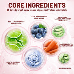 Fruit Acid Scrub Face, Pack of 2 AHA 30% + BHA 2% Peeling Solution, Exfoliating Face Women, Gentle Exfoliation, Pore Deep Facial Cleansing, Reduces Blemishes, 30 ml
