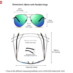 ROCKNIGHT Polarized Aviator Sunglasses for Men Women Metal Flat Top Sunglasses lightweight Driving UV400 Outdoor 58mm