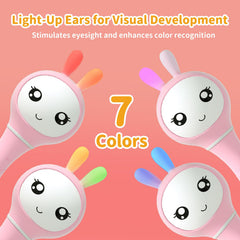 Alilo – Smarty Shake & Tell Rattle, R1 - Smarty Pink | Shake & Tell Rattle, Music, Stories, & Color Learning for Babies | Hi-Fi Sound, Light-Up Ears, USB Charging | 0+
