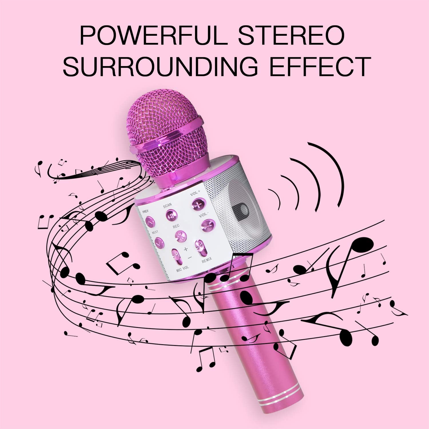 Keyian Gifts for Girls Age 4-10, Wireless Bluetooth Karaoke Microphone for Kids Girls Gifts for 5-10 Year Old Girls Toys for 5-10 Year Old Girls Boys Pink KIBM1