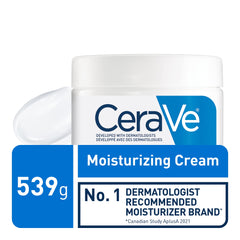 CeraVe Moisturizing Cream, Body and Face Moisturizer for Dry Skin, Body Cream with Hyaluronic Acid and Ceramides, 453g, White