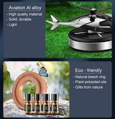 NICEADA Car Air Freshener, Helicopter Solar Energy Rotating Aromatherapy Aviation Al Alloy Diffuser, Interior Decoration Accessories Diffuser for Car and Home (Silver)
