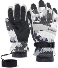 YHRY Winter Gloves,Warm Ski Gloves,3M Thinsulate Snow Gloves, Waterproof Windproof Touchscreen Cold Weather Snowboard Gloves for Mens Women (B) - Black