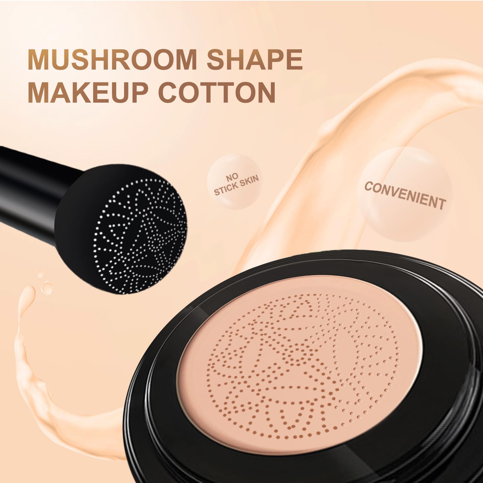 Makeup Base Mushroom Head,Air Cushion Liquid Foundation,Air Cushion BB,Liquid Foundation Mushroom,Natural Moisturizing Full Coverage Foundation,Brightening Pigment BB Cream Foundation for Women