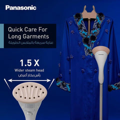Panasonic 2000W Vertical Garment Steamer, Quick Care with Powerful Steam Upto 40g/min, 1.5X Wider Head, Large 1.5L Detachable Tank, Glove, NI-GSG060WTH, Ideal for Delicate Clothes, Long Garments Abaya
