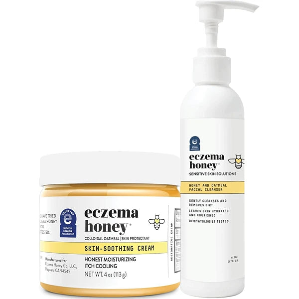 ECZEMA HONEY Original Skin-Soothing Cream & Oatmeal Facial Cleanser - Bundle for Sensitive & Dry Skin - Cruelty Free