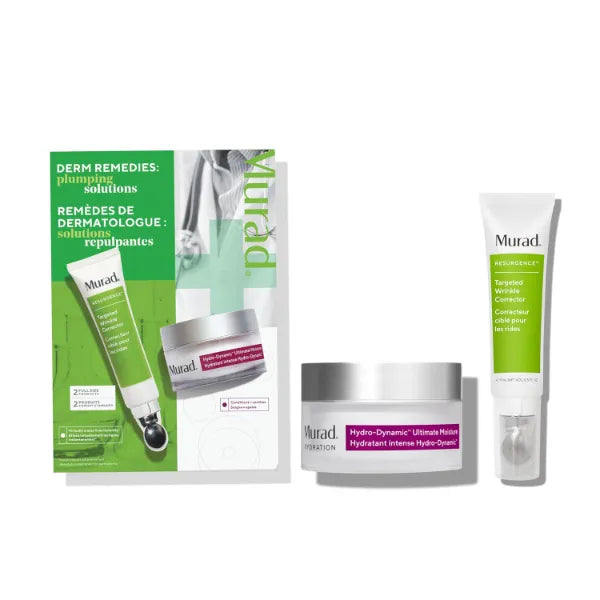 Murad Plumping Solutions Value Set - 2-Piece Full Size Kit - Moisturizing and Firming Skincare Set - Targeted Wrinkle Corrector 0.5Fl Oz, Hydro-Dynamic Ultimate Moisturizer 1.7Fl Oz