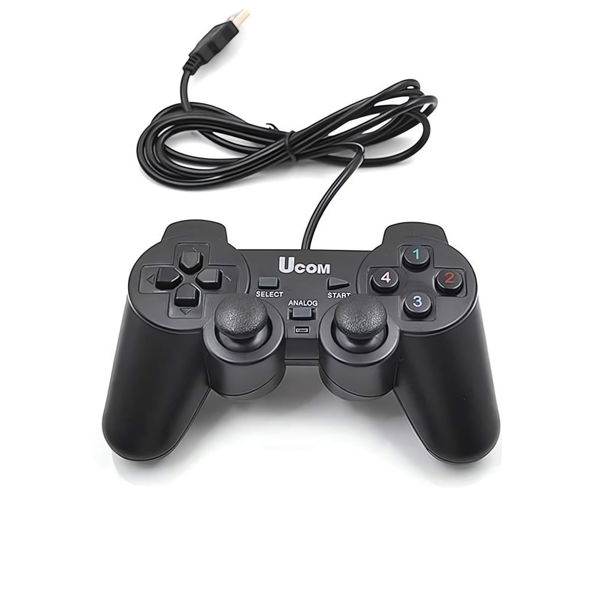 UCOM USB Gamepad/Joystick/Wired Gaming Controller for PC Computer Laptop Window with Dual Vibration Motor & Dual Analog Key & 1.8 Meter Cable, Kids & Adults - Black (Single Piece)