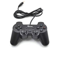 UCOM USB Gamepad/Joystick/Wired Gaming Controller for PC Computer Laptop Window with Dual Vibration Motor & Dual Analog Key & 1.8 Meter Cable, Kids & Adults - Black (Single Piece)