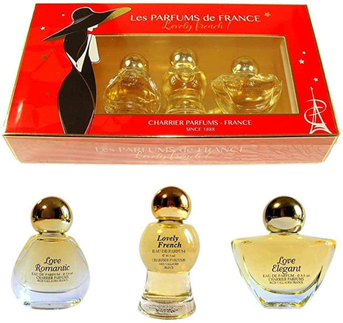 Charrier Parfums Lovely French Eau de Parfum Miniature 3-Pieces Set for Women
