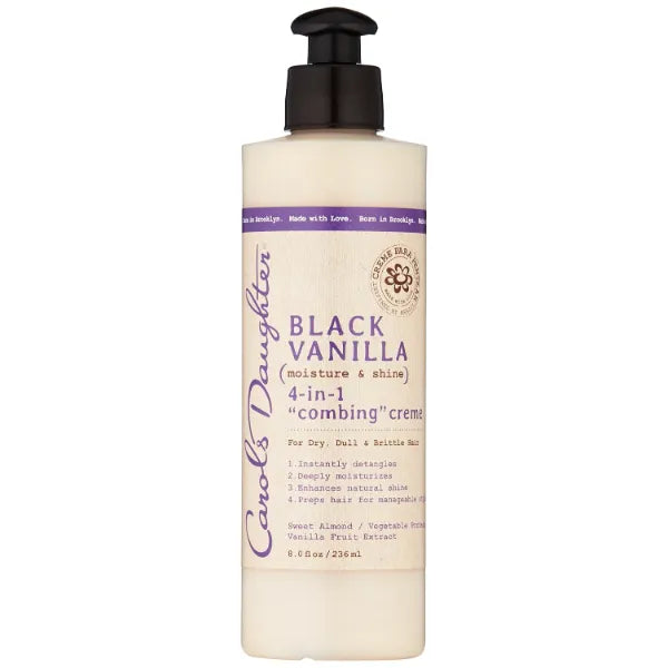 Carol's Daughter Black Vanilla Moisture & Shine 4-in-1 Combing Creme For Dry Hair and Dull Hair, with Sweet Almond Oil and Vanilla Fruit Extract, Hair Detangler, 8 fl oz