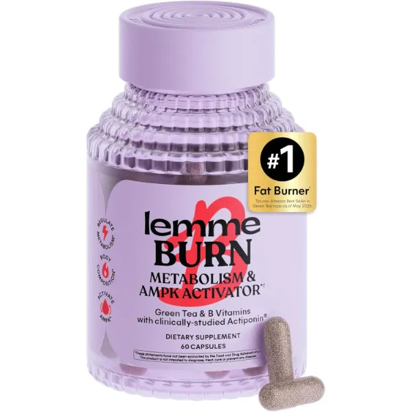 Lemme Burn - Metabolism, Belly Fat Burning + AMPK Activating Supplement for Men & Women w/Clinically Studied Actiponin Gynostemma, Green Tea Extract, Vitamins B6 & B12 - Gluten Free, 60 Count